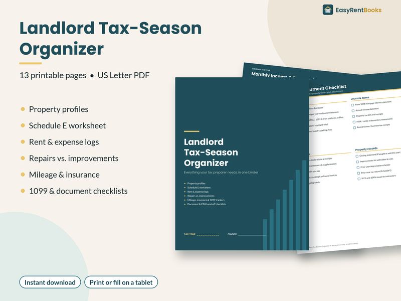 Preview of the Landlord Tax-Season Organizer template